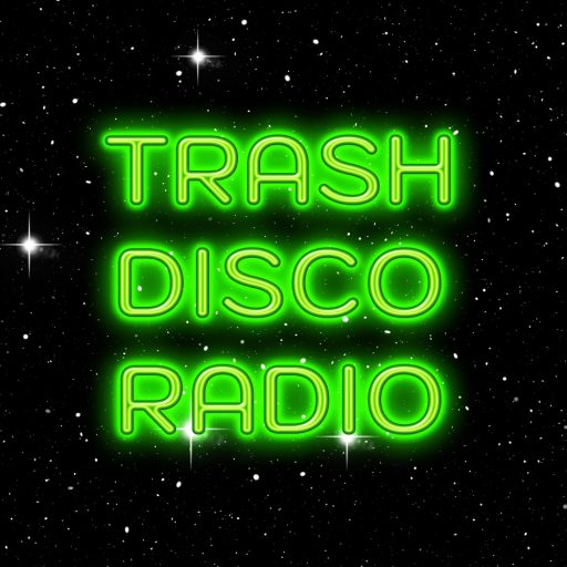 Trash Disco Radio Logo 2023 Kodchasan Bold TDR NEON GRN-GLOW+STARS T-D-R v1